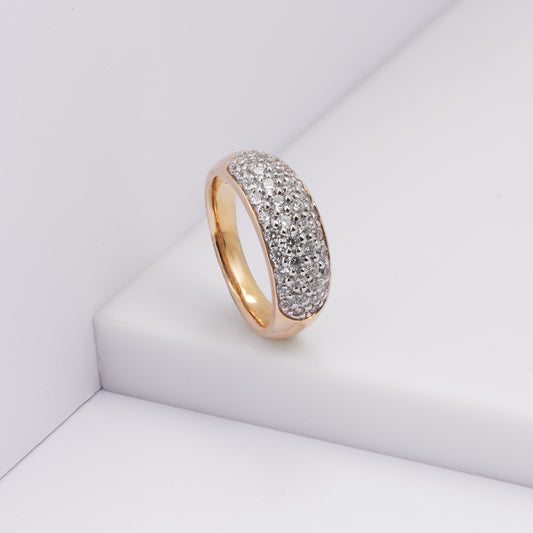 9K Yellow Gold Pave-Set Zirconia Dress Ring