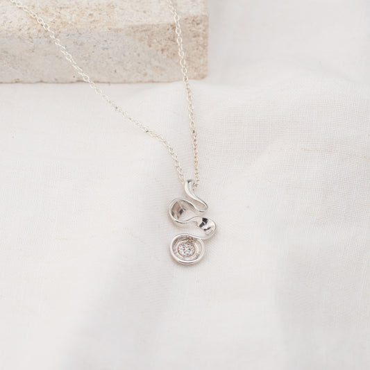 Sterling Silver Zirconia Ribbon Pendant