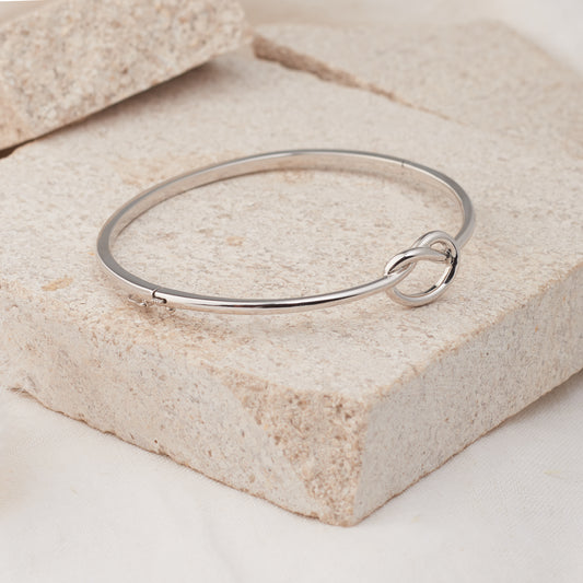 Sterling Silver Hinged Knot Bangle