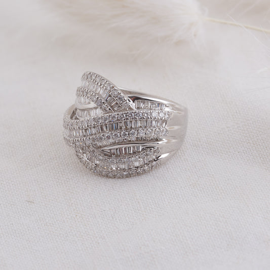 18K White Gold Diamond 3D Weave Dress Ring 2.19tdw