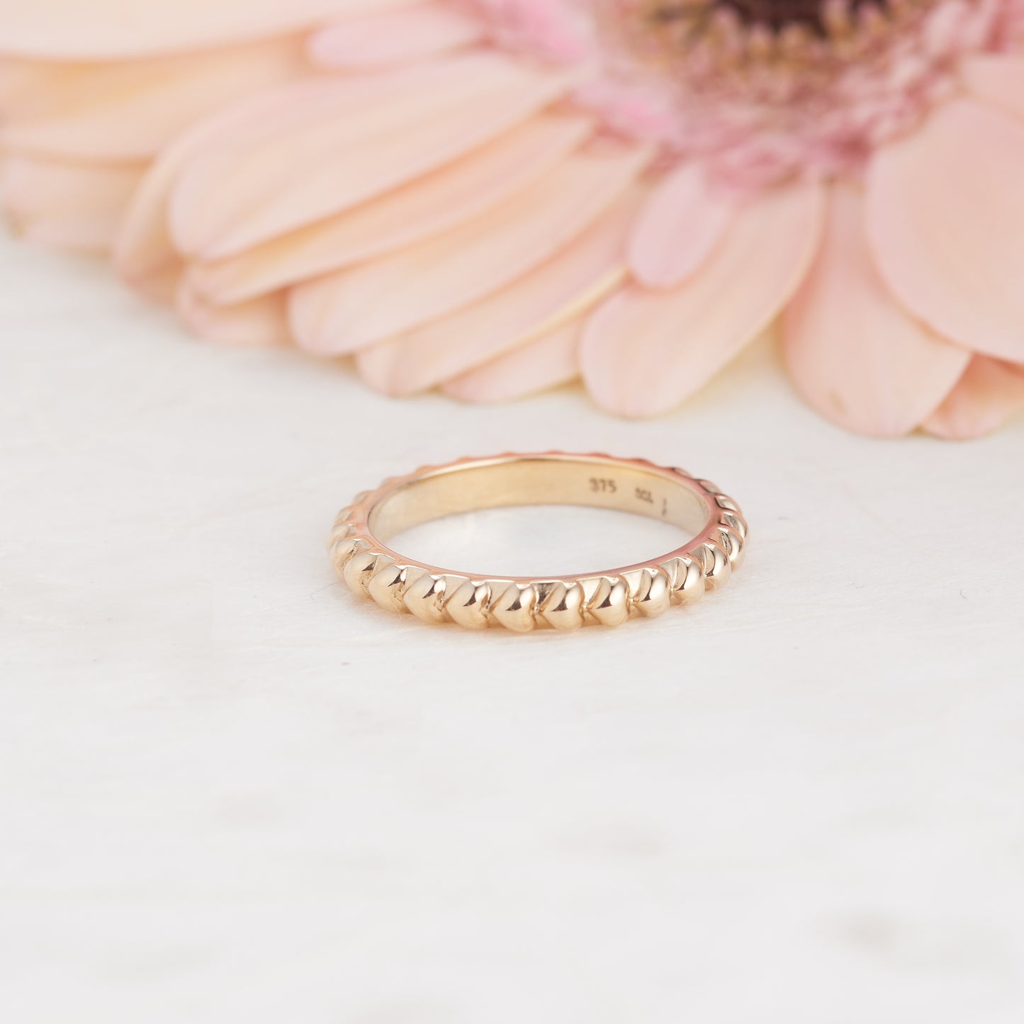 9K Yellow Gold Bubble Heart Ring