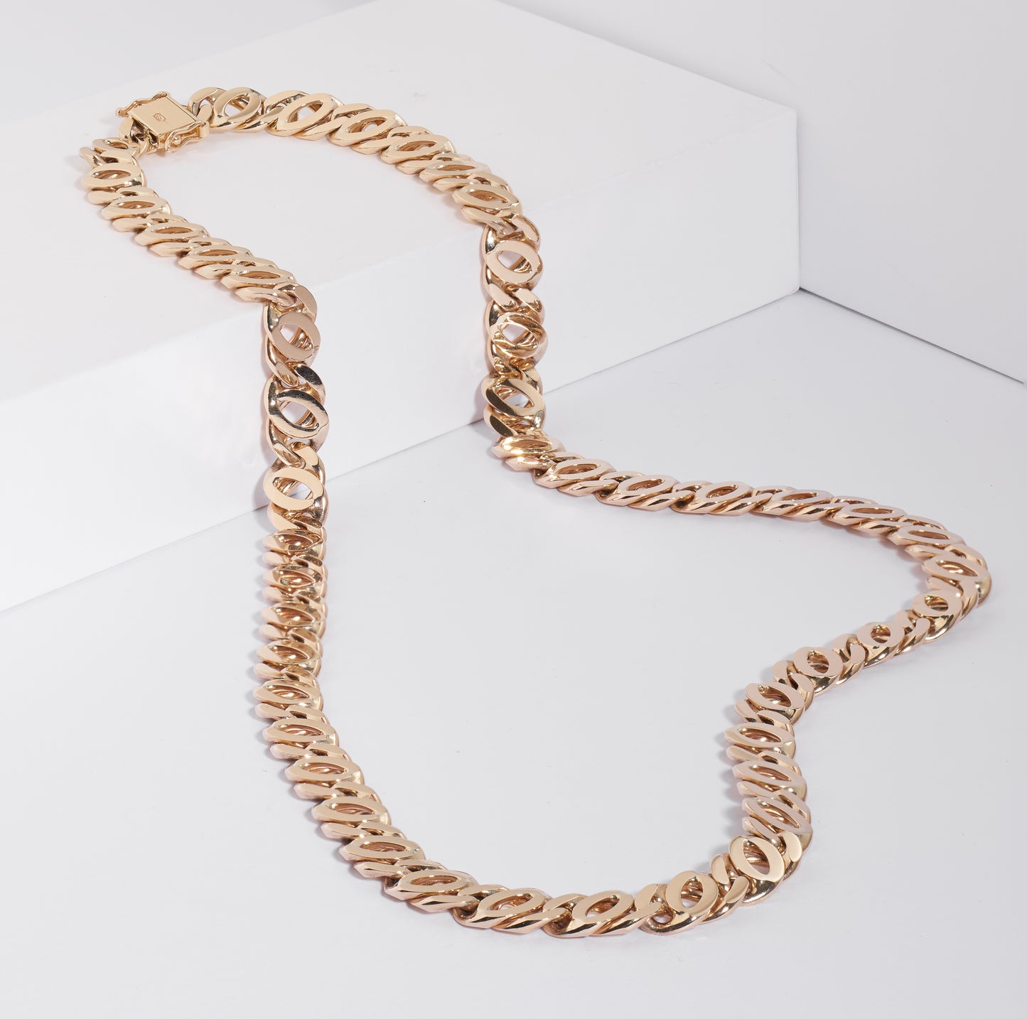 9K Yellow Gold Solid Fancy Double Curb Chain with Box Clasp