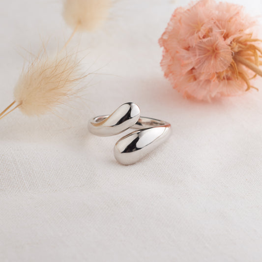 Sterling Silver Teardrop Bypass Ring
