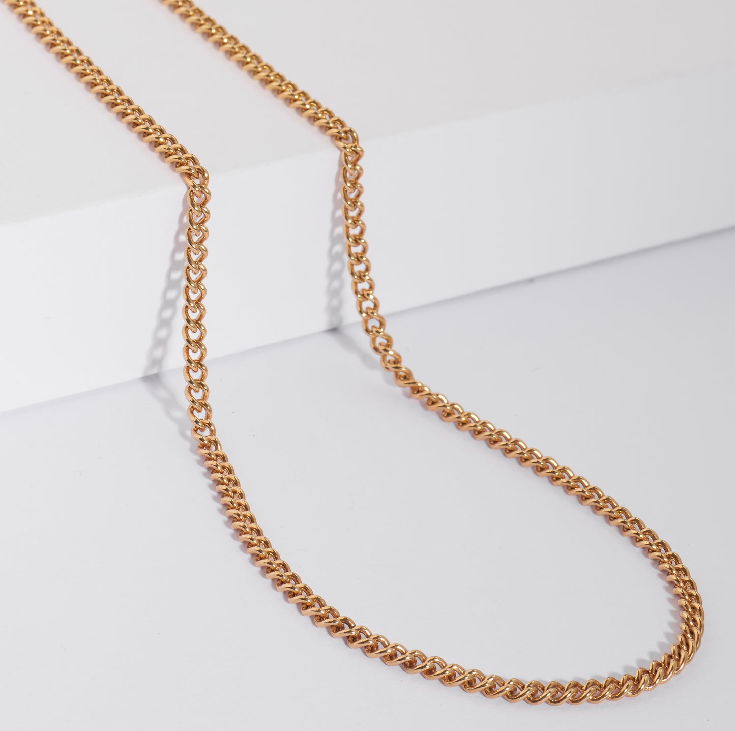 9K Yellow Gold Solid Round Curb Link Chain 60cm