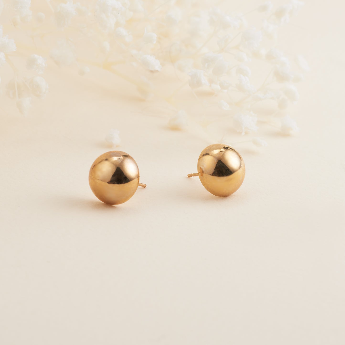 9K Yellow Gold Dome Stud Earrings 12mm