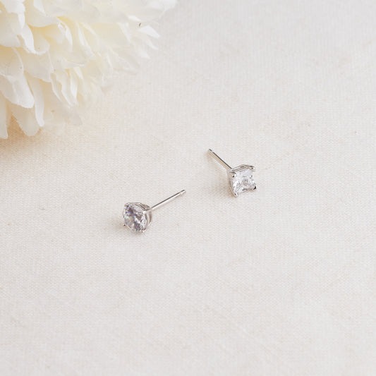 Sterling Silver 4mm Zirconia Solitaire Stud Earrings