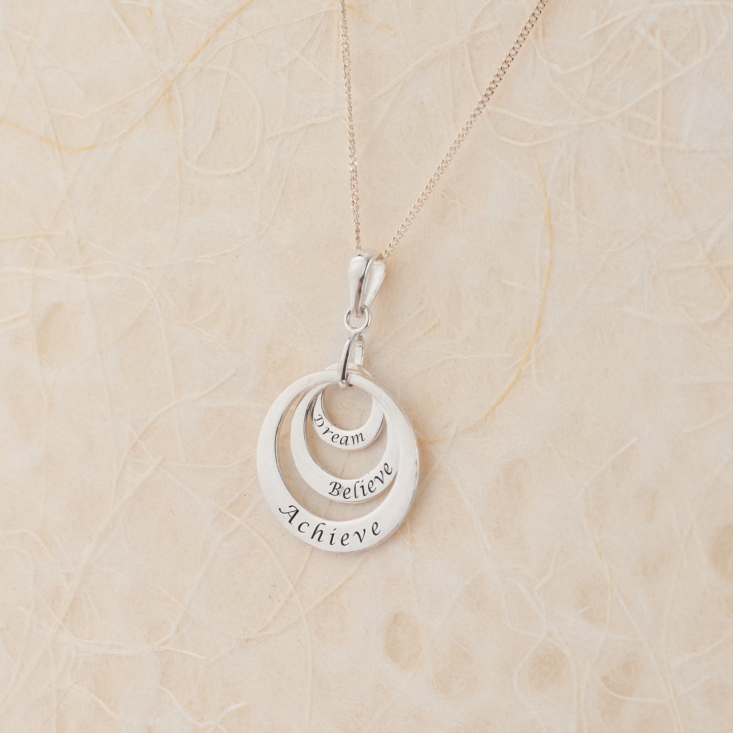 Sterling Silver Dream, Believe and Achieve Pendant