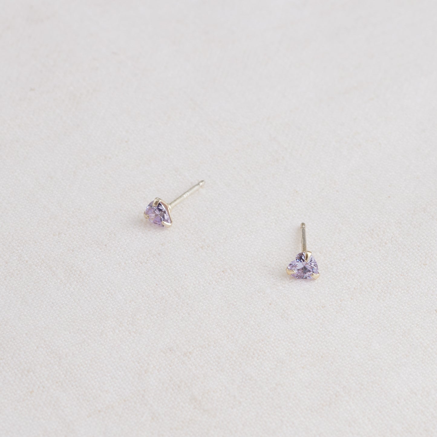 Sterling Silver Petite Round Lavender Zirconia Stud Earrings