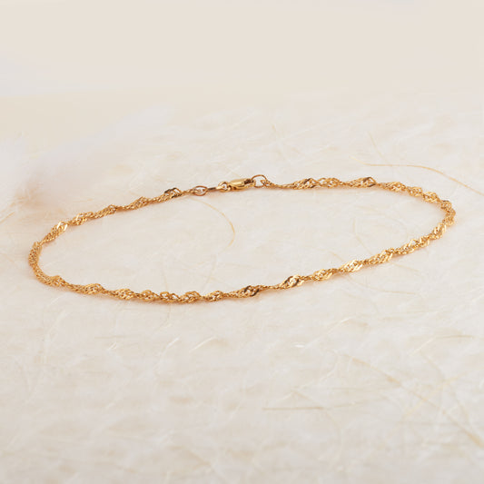 9K Yellow Gold Singapore Twist Anklet