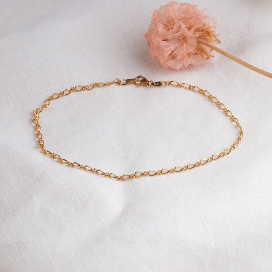 9K Yellow Gold Solid Oval Figaro Anklet