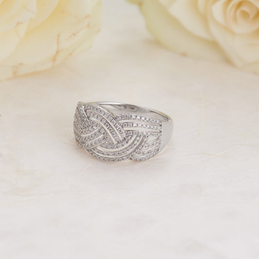 9K White Gold Diamond Braid Dress Ring 0.5tdw