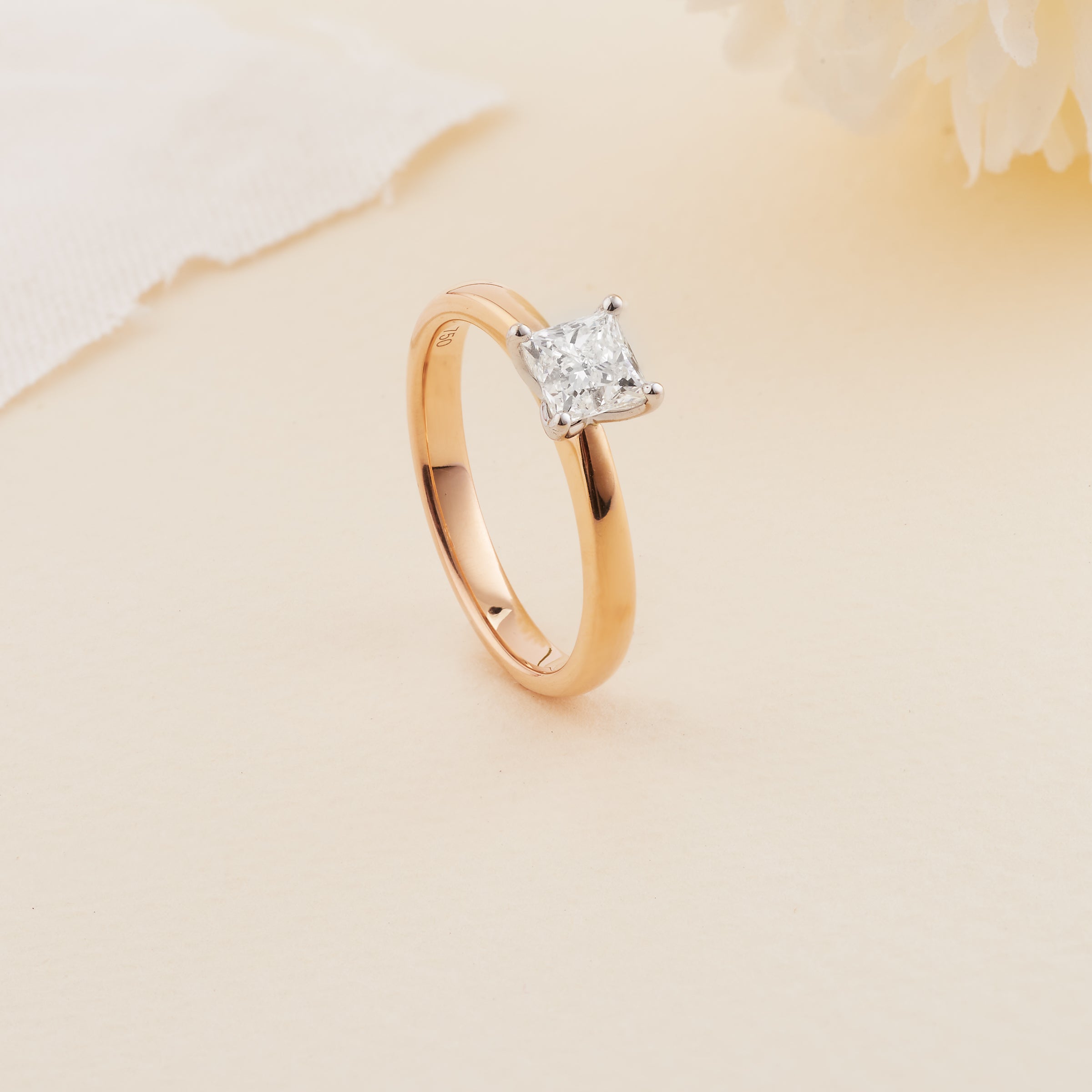 18K Yellow Gold Unique Princess Cut Engagement Ring | Barkev's