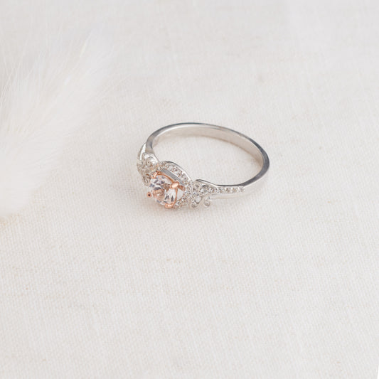 Sterling Silver and 9K Rose Gold Selina Promise Ring with White Sapphires