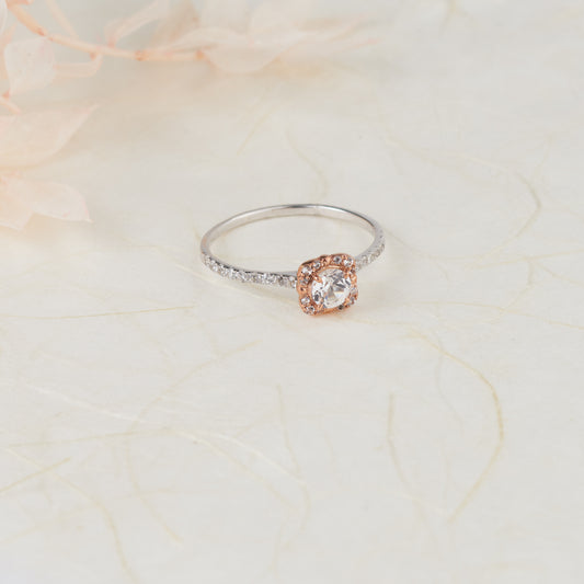 Sterling Silver and 9K Rose Gold Ariana Promise Ring with White Sapphires