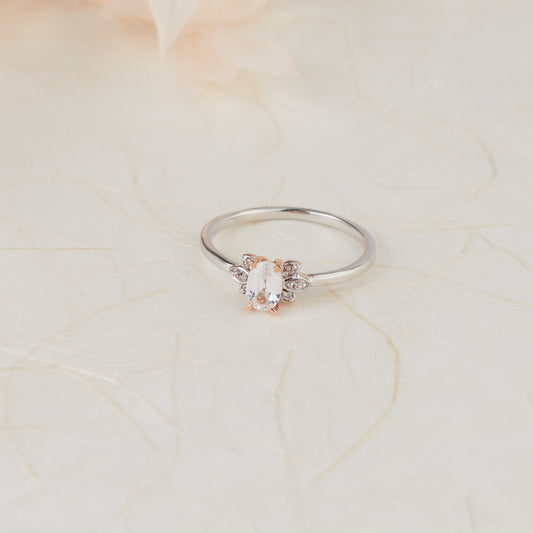 Sterling Silver and 9K Rose Gold Mia Promise Ring with White Sapphires