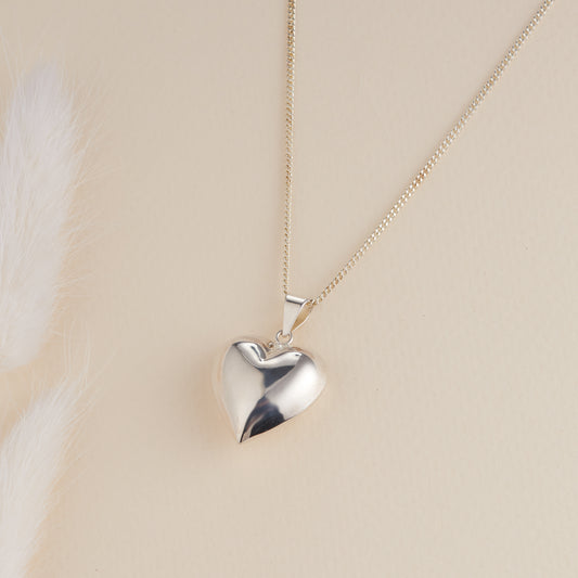 Sterling Silver 3D Heart Pendant