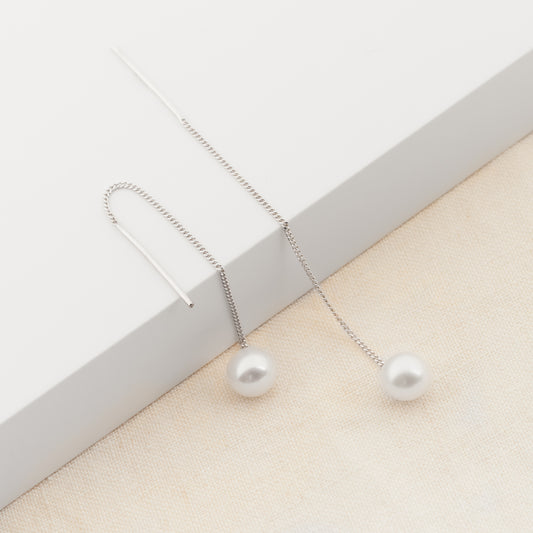 Sterling Silver Pearl Thread Earrings