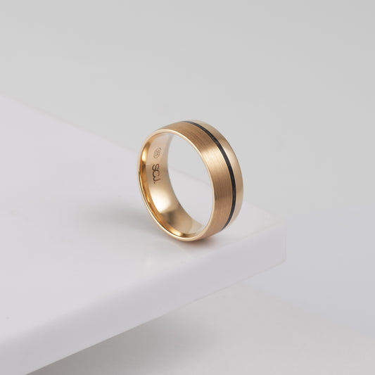 9K Yellow Gold and Black Spectrum Lux Fit Ring