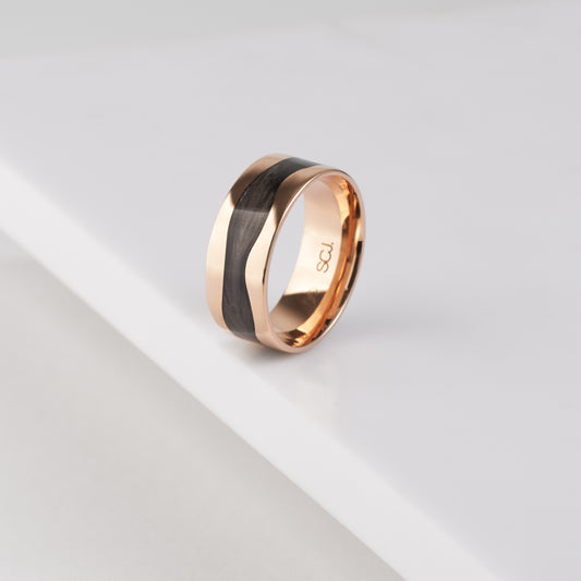 9K Rose Gold and Black Spectrum River Ring