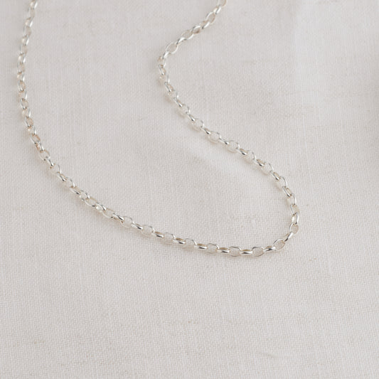 Sterling Silver Oval Belcher Chain 55cm