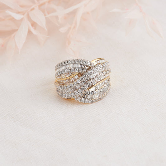 9K Yellow Gold Diamond 3D Weave Dress Ring 2.5tdw