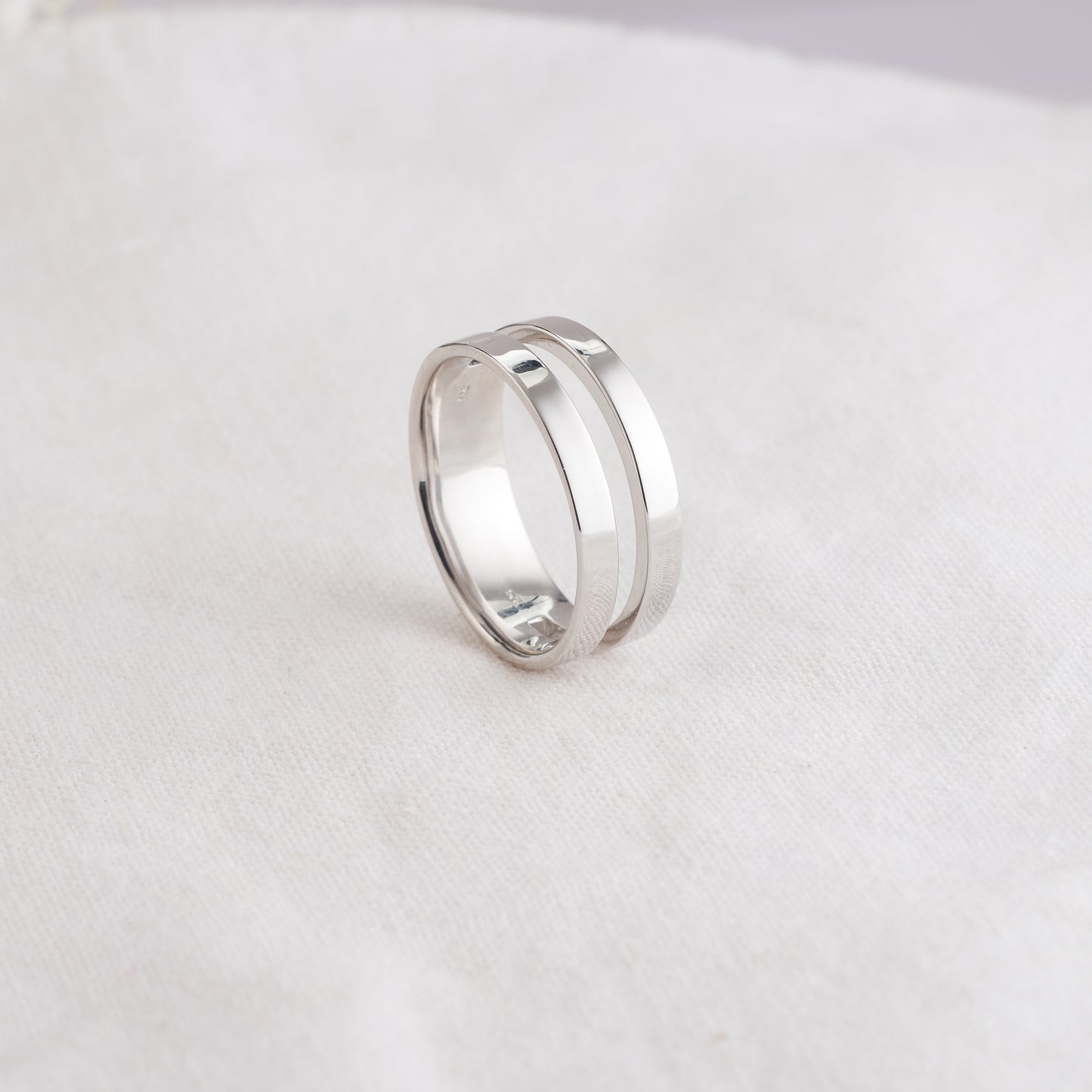 Sterling Silver Two Bar Wide Ring size R