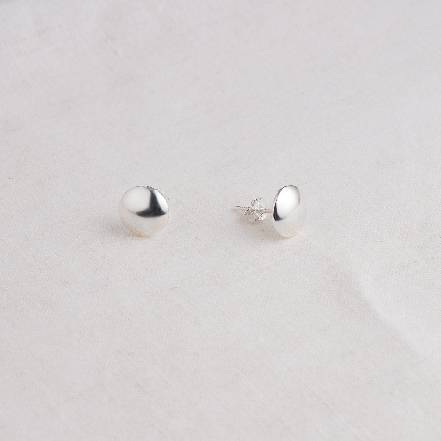 Sterling Silver Button Stud Earrings 10mm