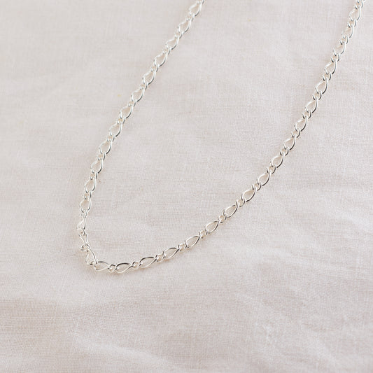 Sterling Silver Oval Figaro Chain 55cm x 3.4mm