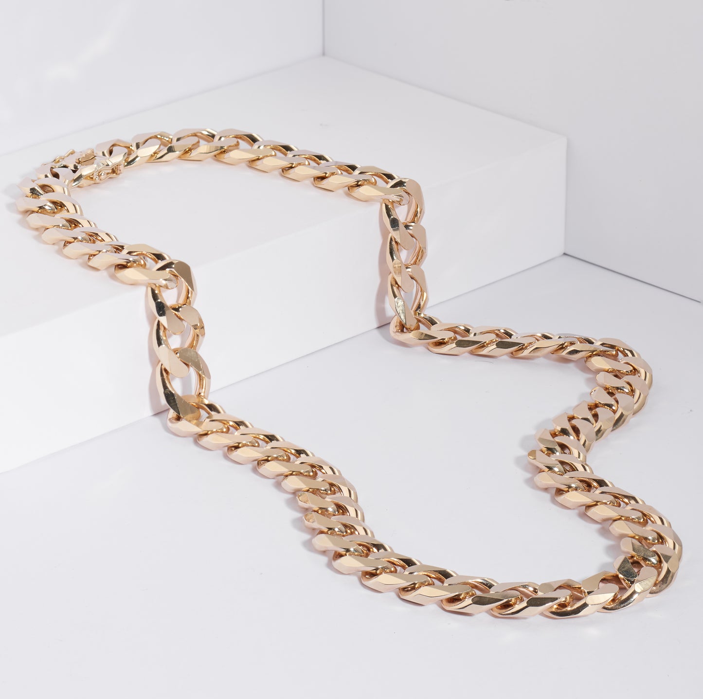 9K Yellow Gold 60cm Solid Cuban Curb Link Chain with Box Clasp