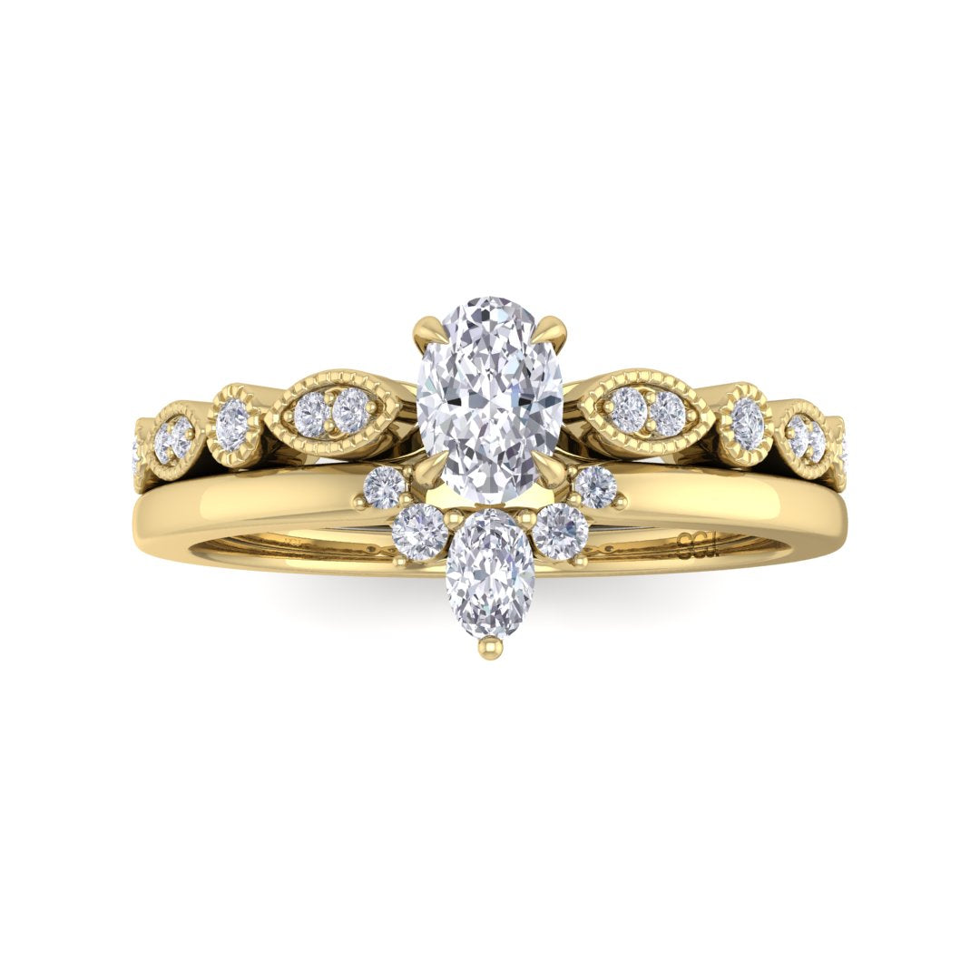 18k Yellow Gold 0.33ct Oval Diamond Tiara Bridal Set 0.5tdw
