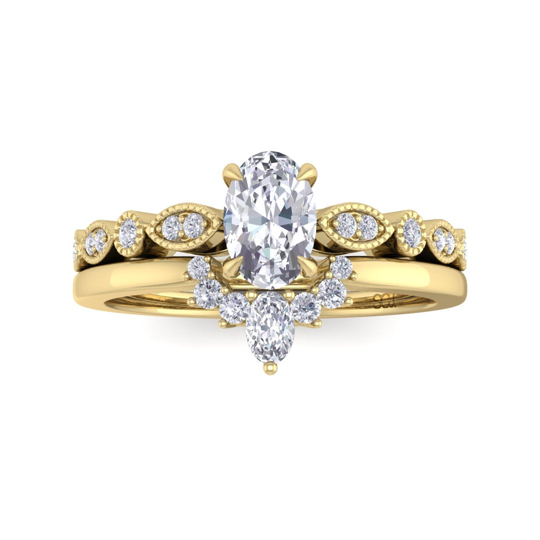 18k Yellow Gold 1.5ct Oval Diamond Tiara Bridal Set 1.67tdw