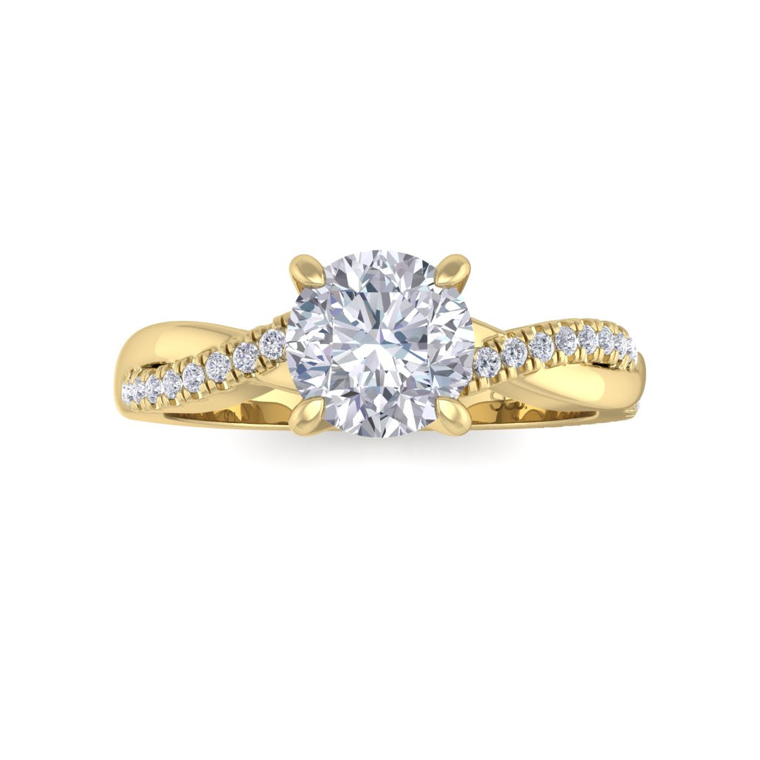 9k Yellow Gold 0.75ct Round Brilliant Diamond Entwined Band Engagement Ring 0.9tdw