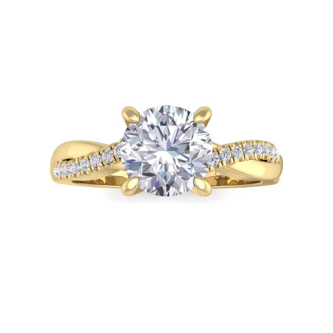 9k Yellow Gold 1.0ct Round Brilliant Diamond Entwined Band Engagement Ring 1.15tdw