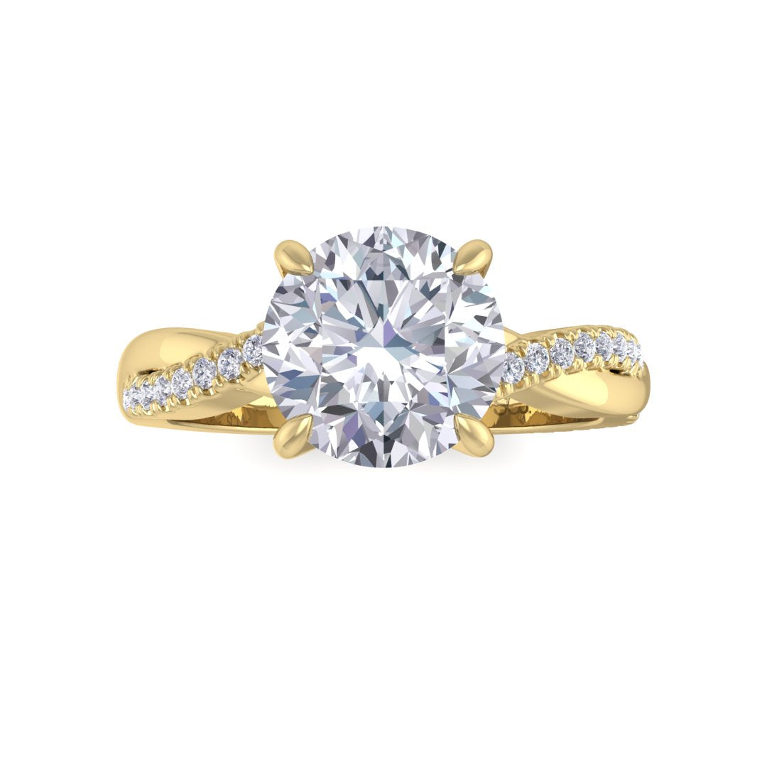 18k Yellow Gold 1.5ct Round Brilliant Diamond Entwined Band Engagement Ring 1.65tdw