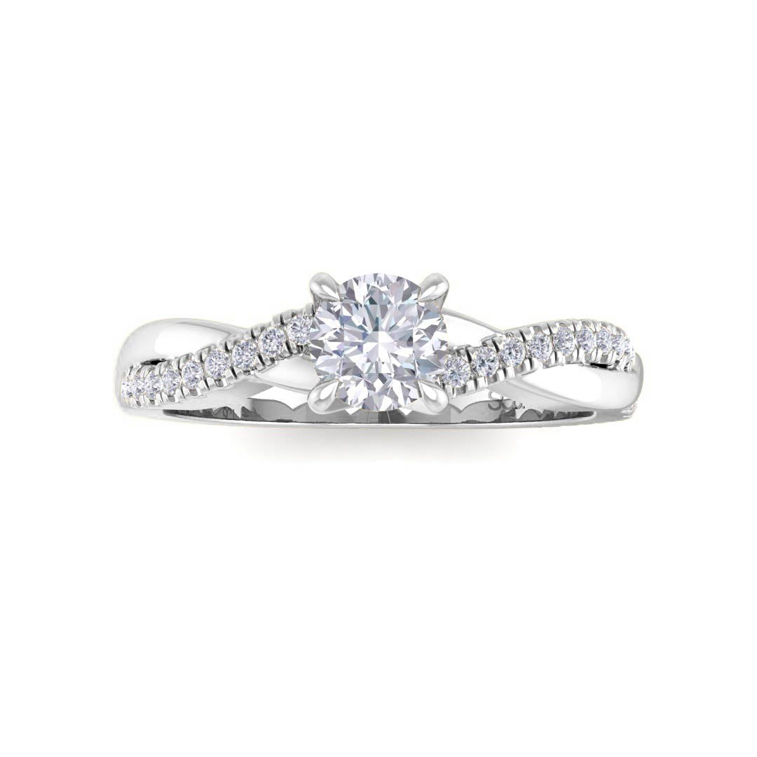 Platinum 0.33ct Round Brilliant Diamond Entwined Band Engagement Ring 0.48tdw