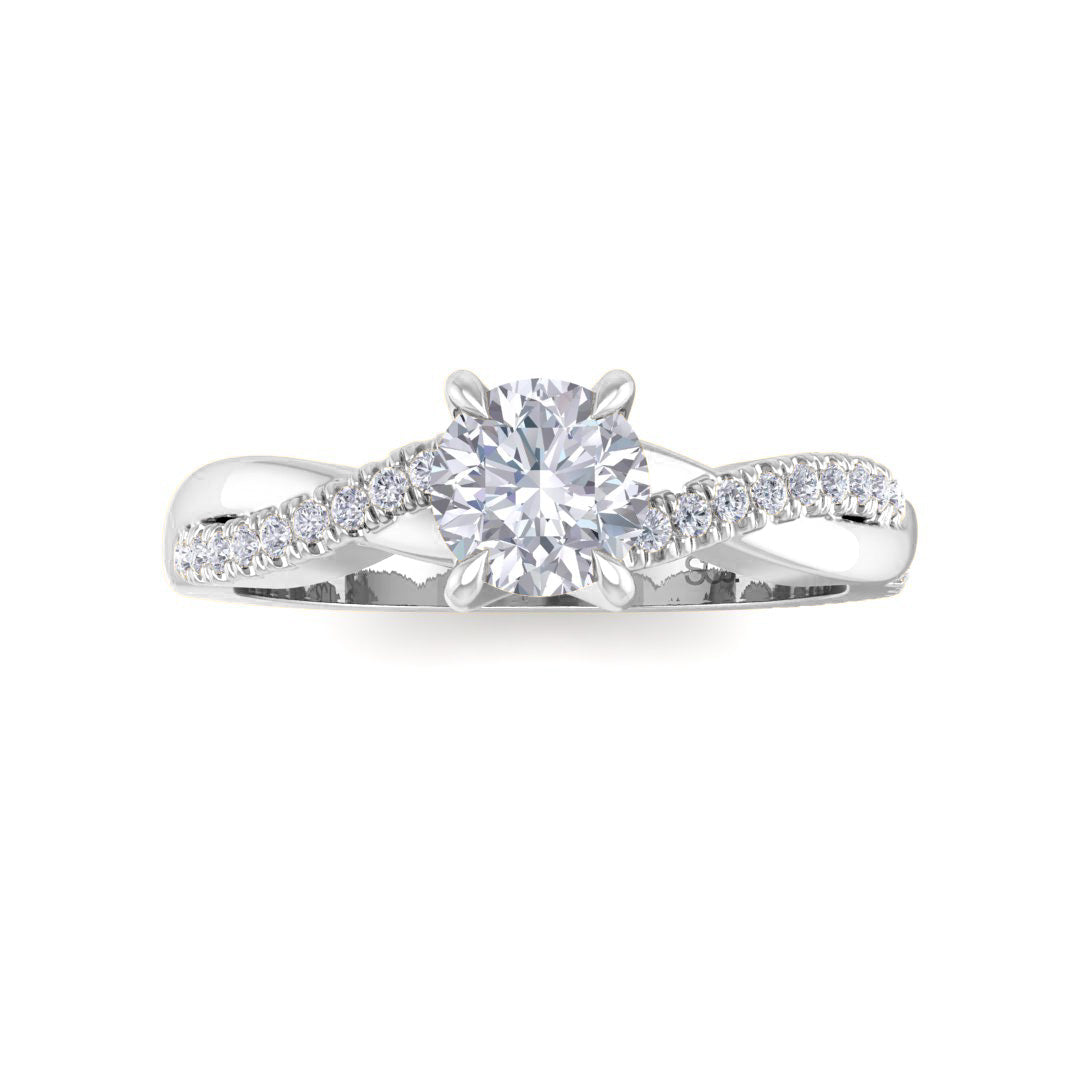 9k White Gold 0.5ct Round Brilliant Diamond Entwined Band Engagement Ring 0.65tdw