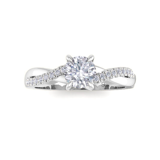 18k White Gold 0.5ct Round Brilliant Diamond Entwined Band Engagement Ring 0.65tdw