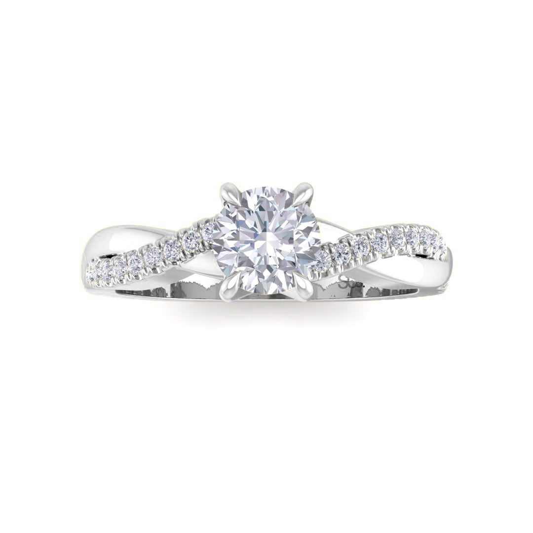 Platinum 0.5ct Round Brilliant Diamond Entwined Band Engagement Ring 0.65tdw