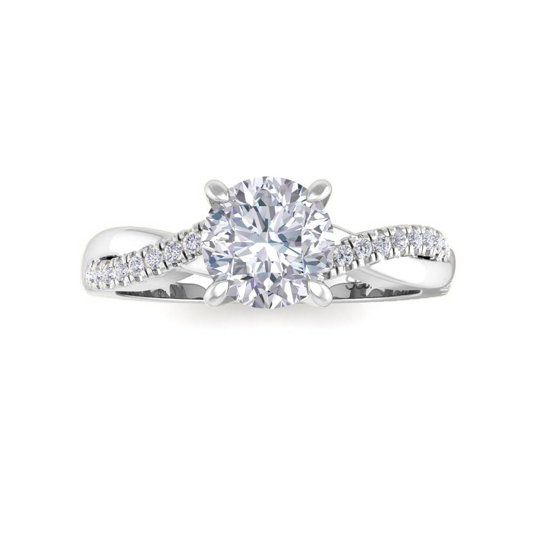Platinum 0.75ct Round Brilliant Diamond Entwined Band Engagement Ring 0.9tdw