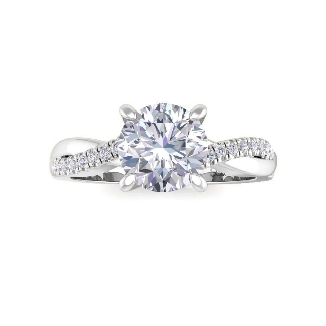 Platinum 1.0ct Round Brilliant Diamond Entwined Band Engagement Ring 1.15tdw