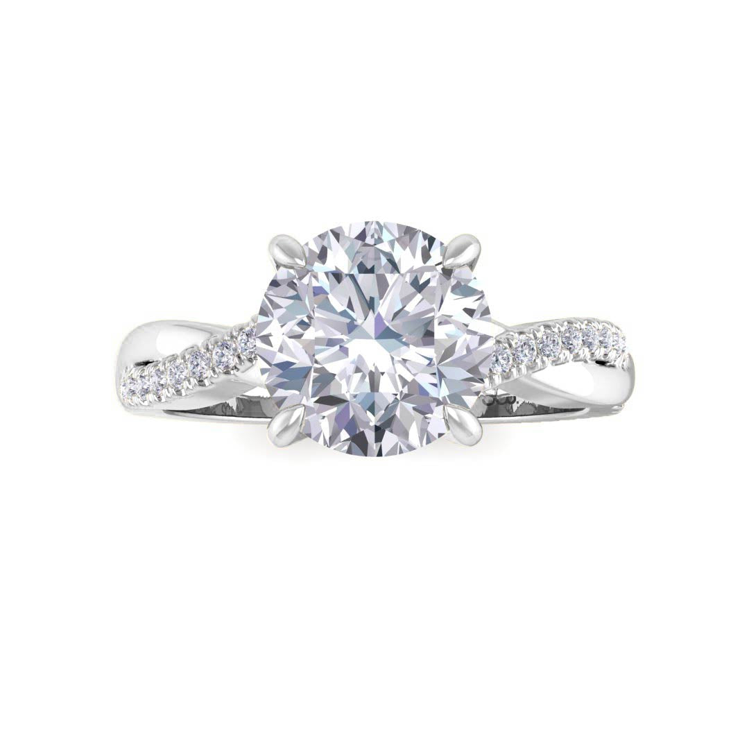 Platinum 1.5ct Round Brilliant Diamond Entwined Band Engagement Ring 1.65tdw
