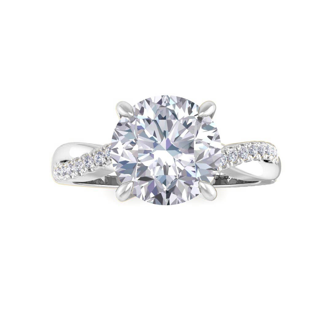 Platinum 2.0ct Round Brilliant Diamond Entwined Band Engagement Ring 2.15tdw