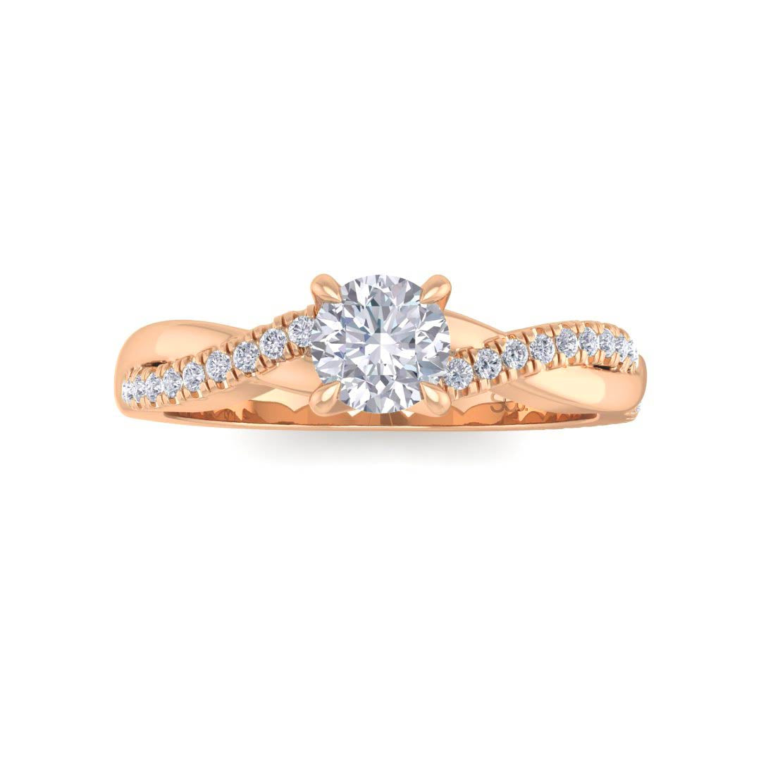 9k Rose Gold 0.33ct Round Brilliant Diamond Entwined Band Engagement Ring 0.48tdw