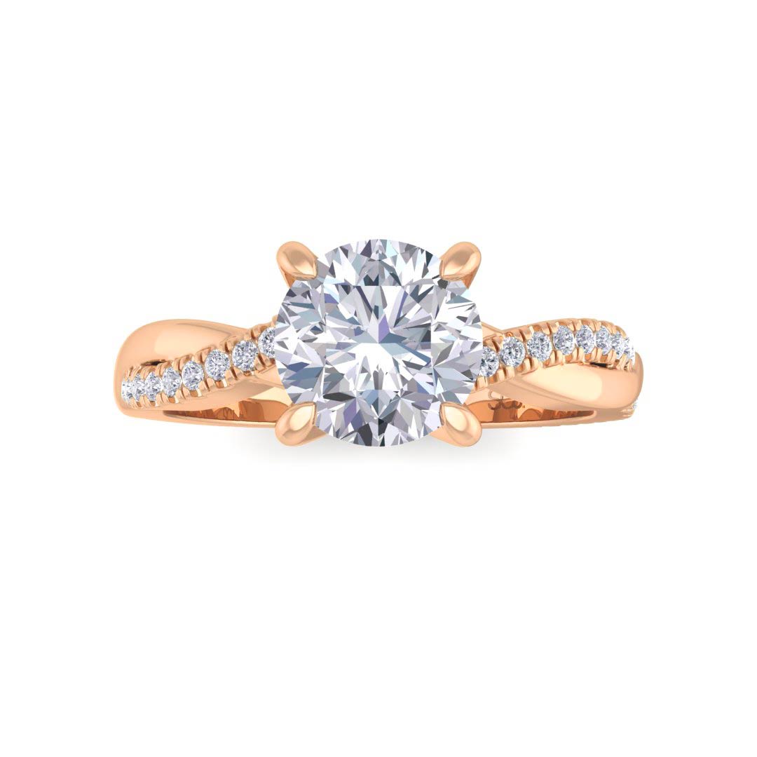 14k Rose Gold 1.0ct Round Brilliant Diamond Entwined Band Engagement Ring 1.15tdw