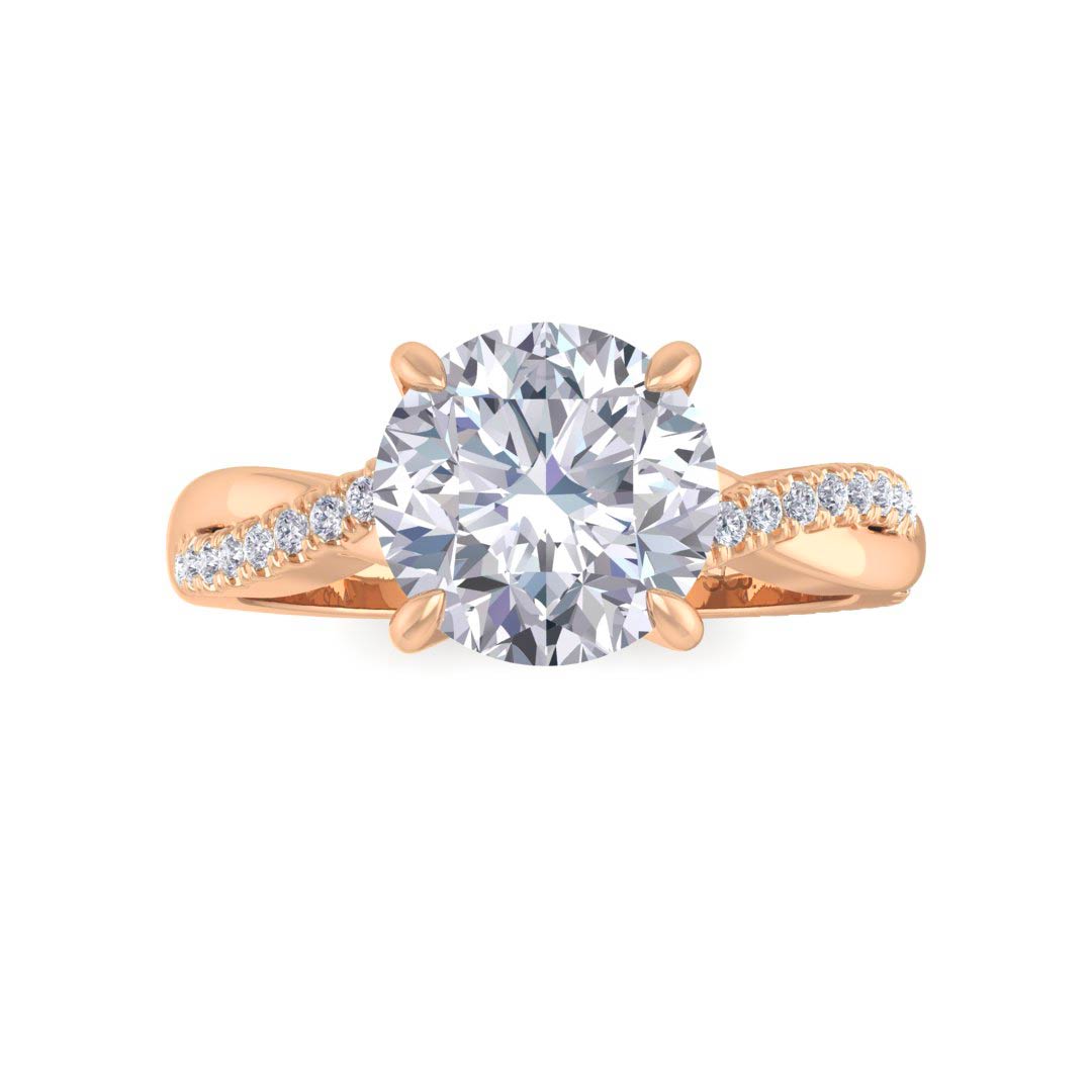 14k Rose Gold 1.5ct Round Brilliant Diamond Entwined Band Engagement Ring 1.65tdw