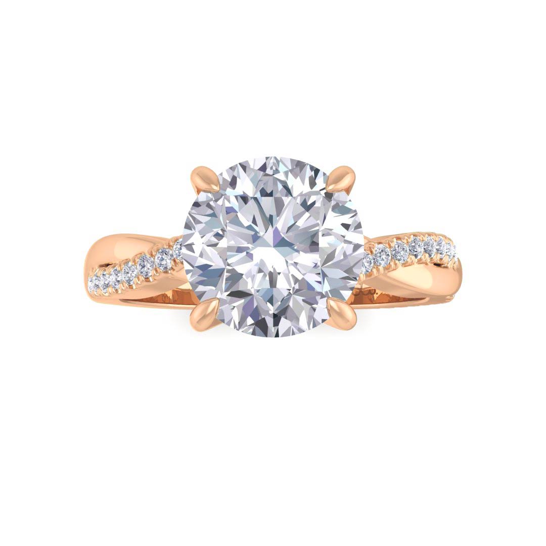 18k Rose Gold 2.0ct Round Brilliant Diamond Entwined Band Engagement Ring 2.15tdw