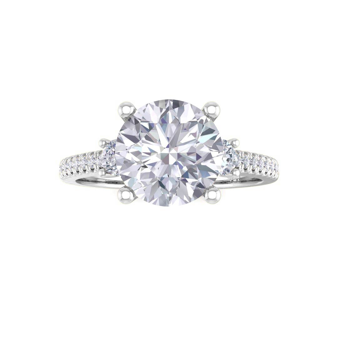 Platinum 1.5ct Round Brilliant Diamond Trilogy Shoulders Engagement Ring 1.8tdw