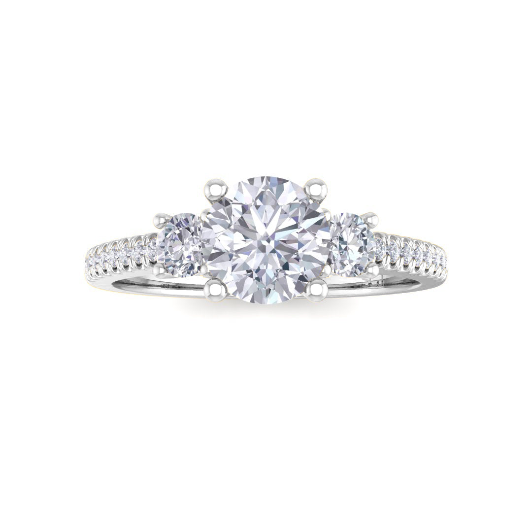 18k White Gold 0.5ct Round Brilliant Diamond Trilogy Shoulders Engagement Ring 0.8tdw