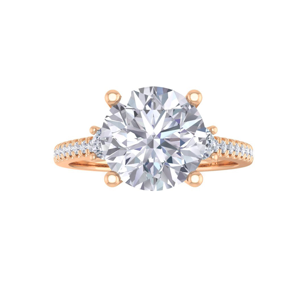 14k Rose Gold 2.0ct Round Brilliant Diamond Trilogy Shoulders Engagement Ring 2.3tdw