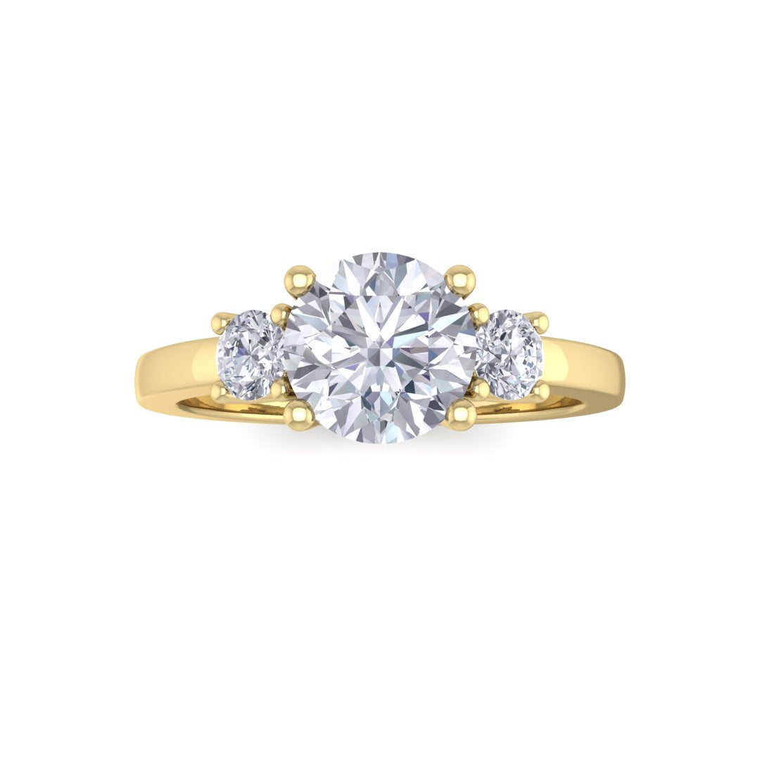 9k Yellow Gold 1.0ct Round Brilliant Diamond Trilogy Engagement Ring 1.25tdw